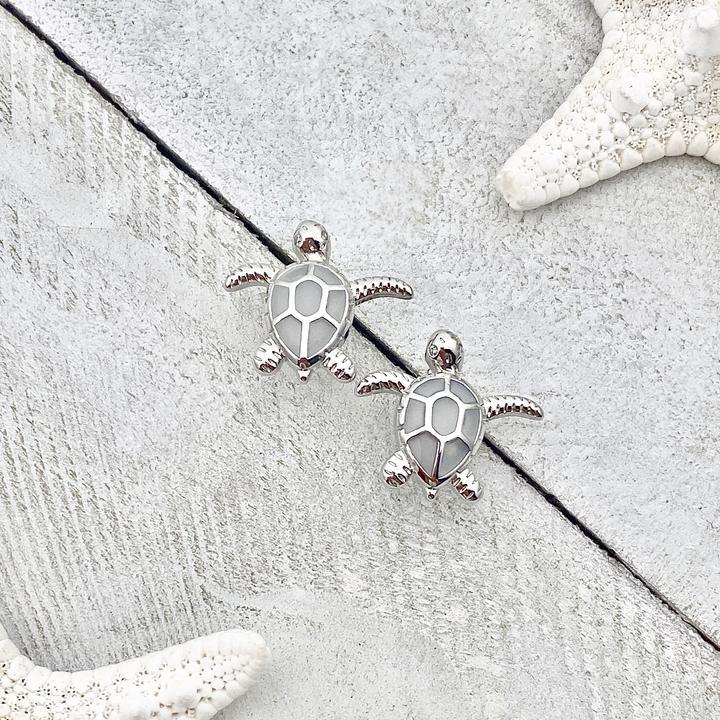 Éblouissantes Boucles d'oreilles Tortue de Mer en Opale et Argent Sterling