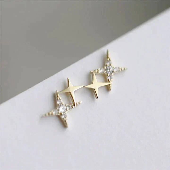 Boucles d'oreilles Étoiles scintillantes en or avec Zirconia ❤️