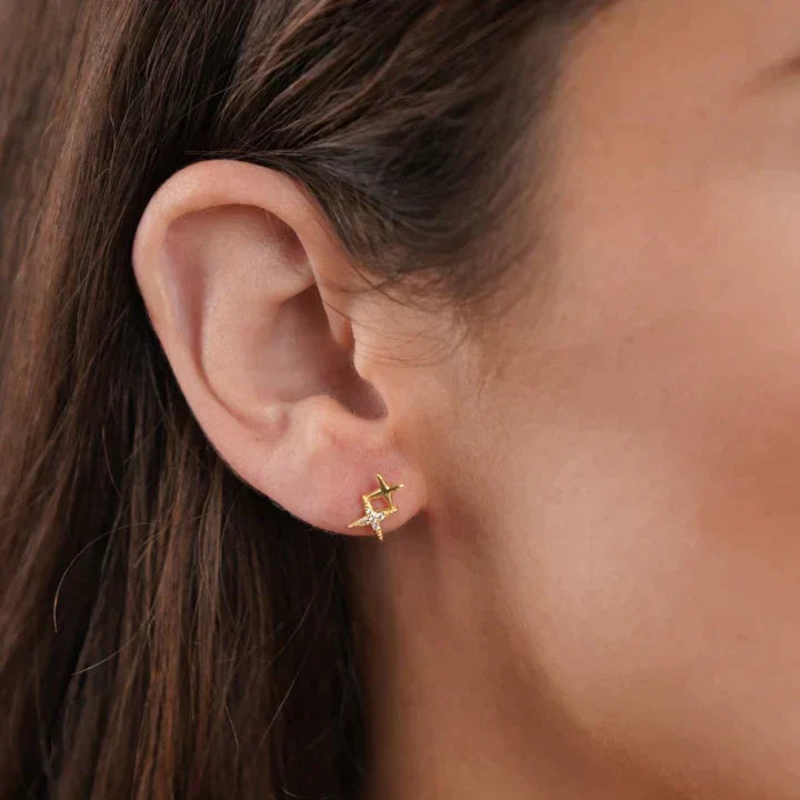 Boucles d'oreilles Étoiles scintillantes en or avec Zirconia ❤️