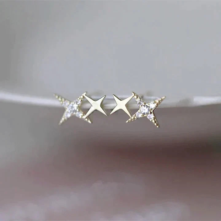 Boucles d'oreilles Étoiles scintillantes en or avec Zirconia ❤️