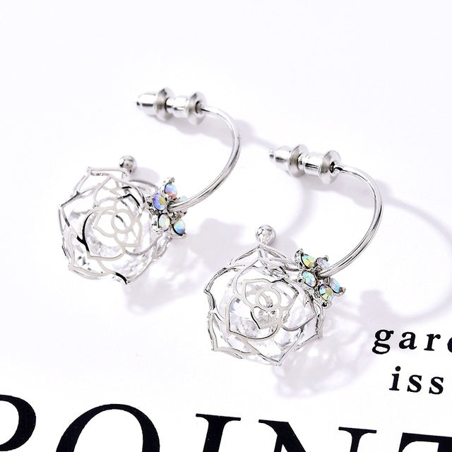 Éblouissantes Boucles d'oreilles Sphériques en Or et Argent