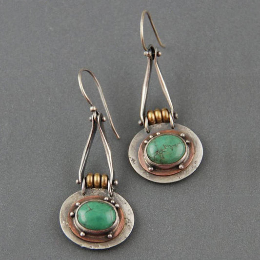 Éblouissantes Boucles d'Oreilles Bicolores en Turquoise