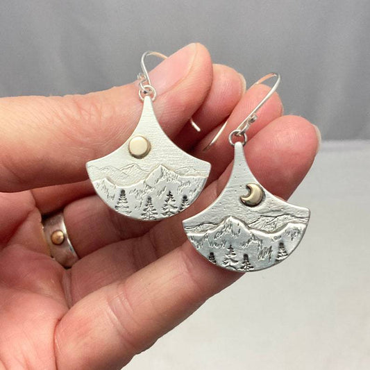 Boucles d'oreilles en argent élégantes "Soleil et Lune de Natura