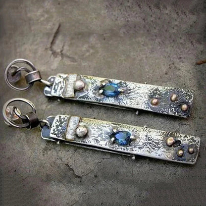Élégantes Boucles d'Oreilles Artisanales en Pierre Bleue Naturelle