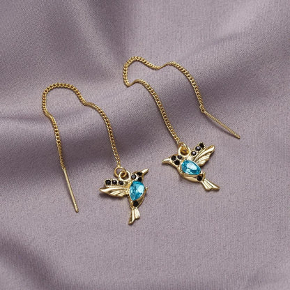 Boucles d'Oreilles Colibri Émaillées avec Éclat de Zircons