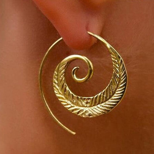 Boucles d'oreilles en Spirale d'Or au Style Vintage