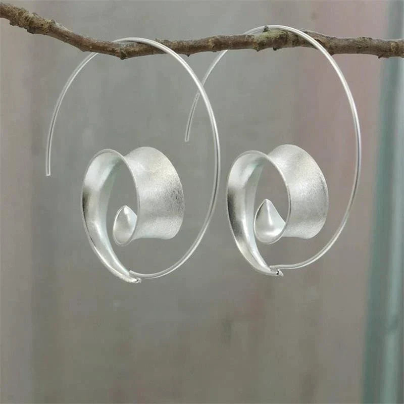 Éblouissantes Boucles d'Oreilles Spirale en Argent