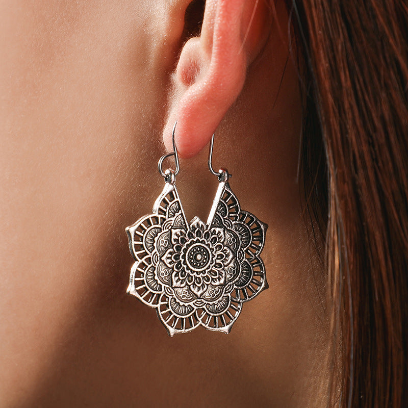 Éblouissantes Boucles d'oreilles Mandala en Argent Artisanales