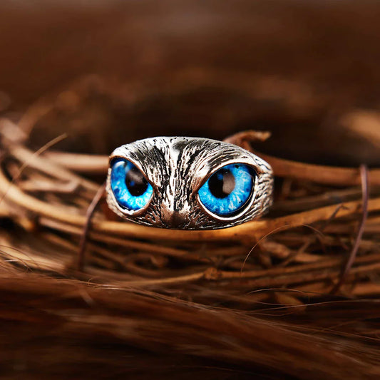 Bague Ajustable en Argent avec Design de Hibou Charmant