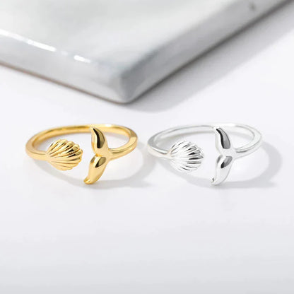 Bague Ajustable Sirène Éblouissante avec Coquillage Doré