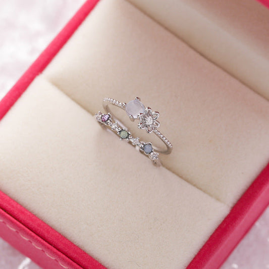 Sublime Bague Ajustable en Argent avec Éblouissante Pierre de Lune