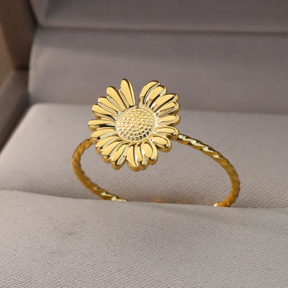 Bague en Or Ajustable au Design Éblouissant de Tournesol