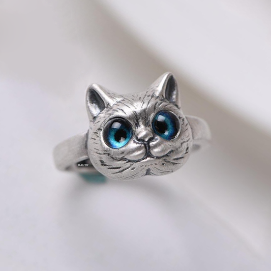 Bague en Argent Ajustable pour les Amoureux des Chats