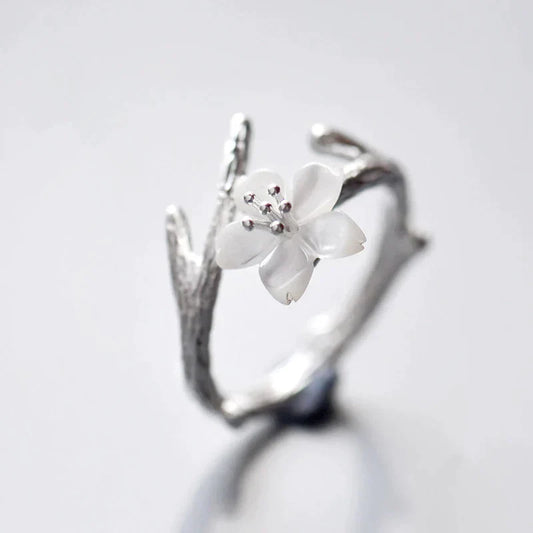 Éblouissante Bague en Jade Naturel Blanc avec Argent Sterling Éclatant