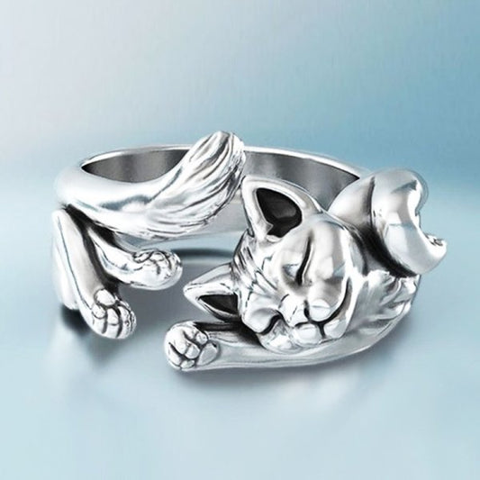 Bague Vintage Élégante pour Amoureux des Chats