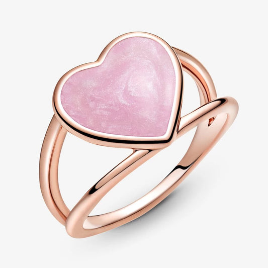Éblouissante Bague Coeur d'Amour en Argent Sterling 925, teinte Rose élégante