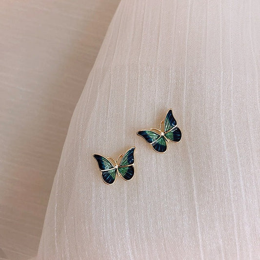 Boucles d'Oreilles Dorées en Cristal Papillon Éblouissant