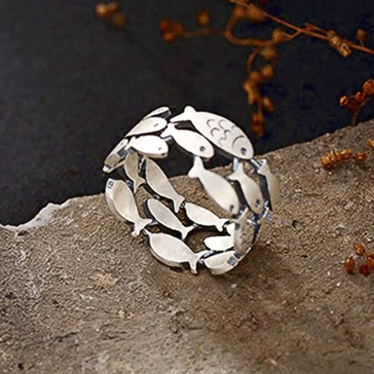 Sublime Bague en Argent en Forme de Poisson