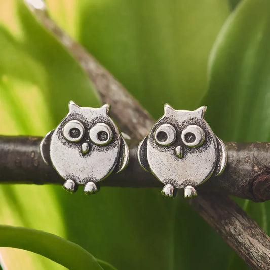 Éblouissantes Boucles d'Oreilles Hibou en Argent Sterling