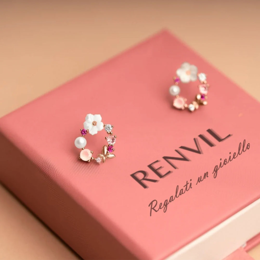 Éblouissantes Boucles d'Oreilles en Or Rose avec Motif Floral