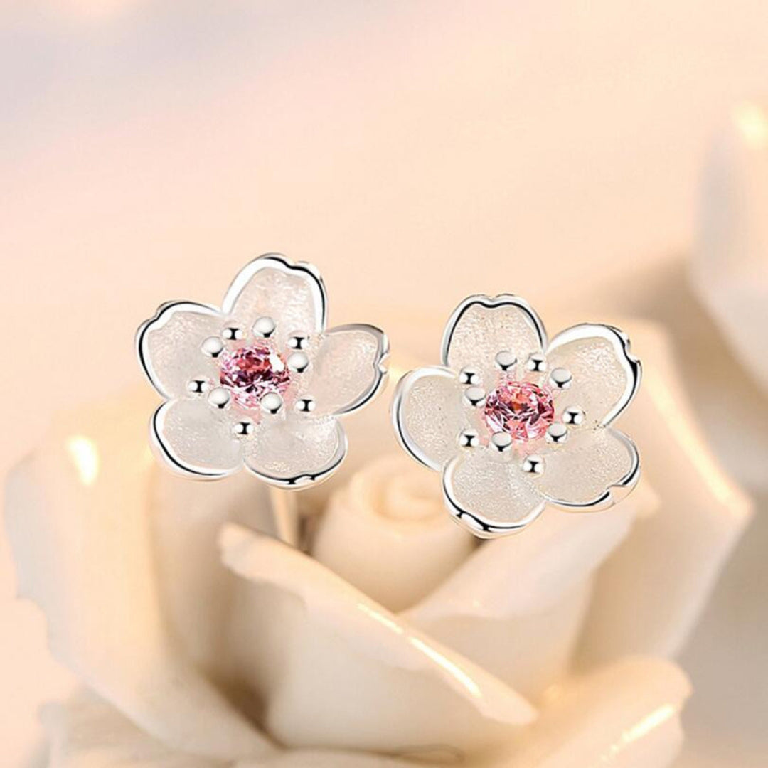 Éblouissantes Boucles d'Oreilles Argent à Fleurs Blanches