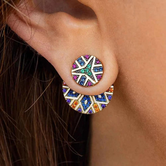Éblouissantes Boucles d'Oreilles Mandala en Or Multicolore