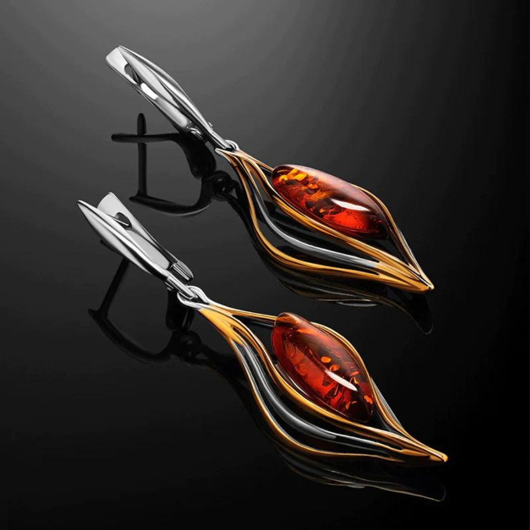 Éclatantes Boucles d'Oreilles Dangling en Argent avec une Touche de Feu