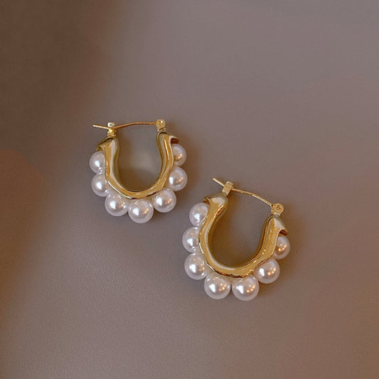 Éblouissantes Boucles d'Oreilles en Perles Dorées