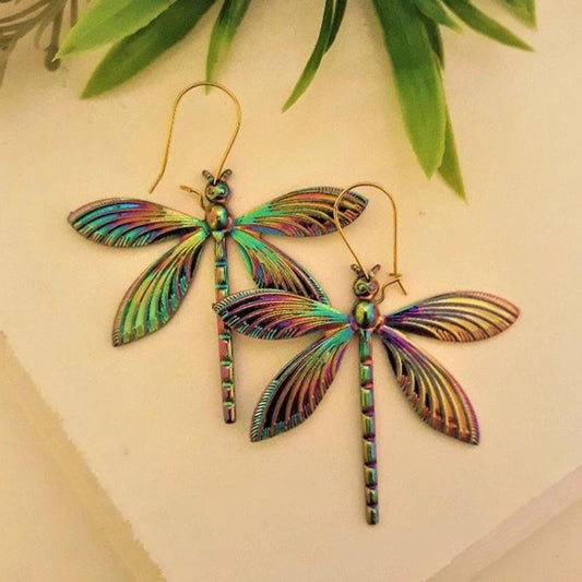 Boucles d'oreilles Libellule en Couleurs Éclatantes