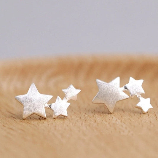 Boucles d'oreilles Étoiles Argentées Éclatantes