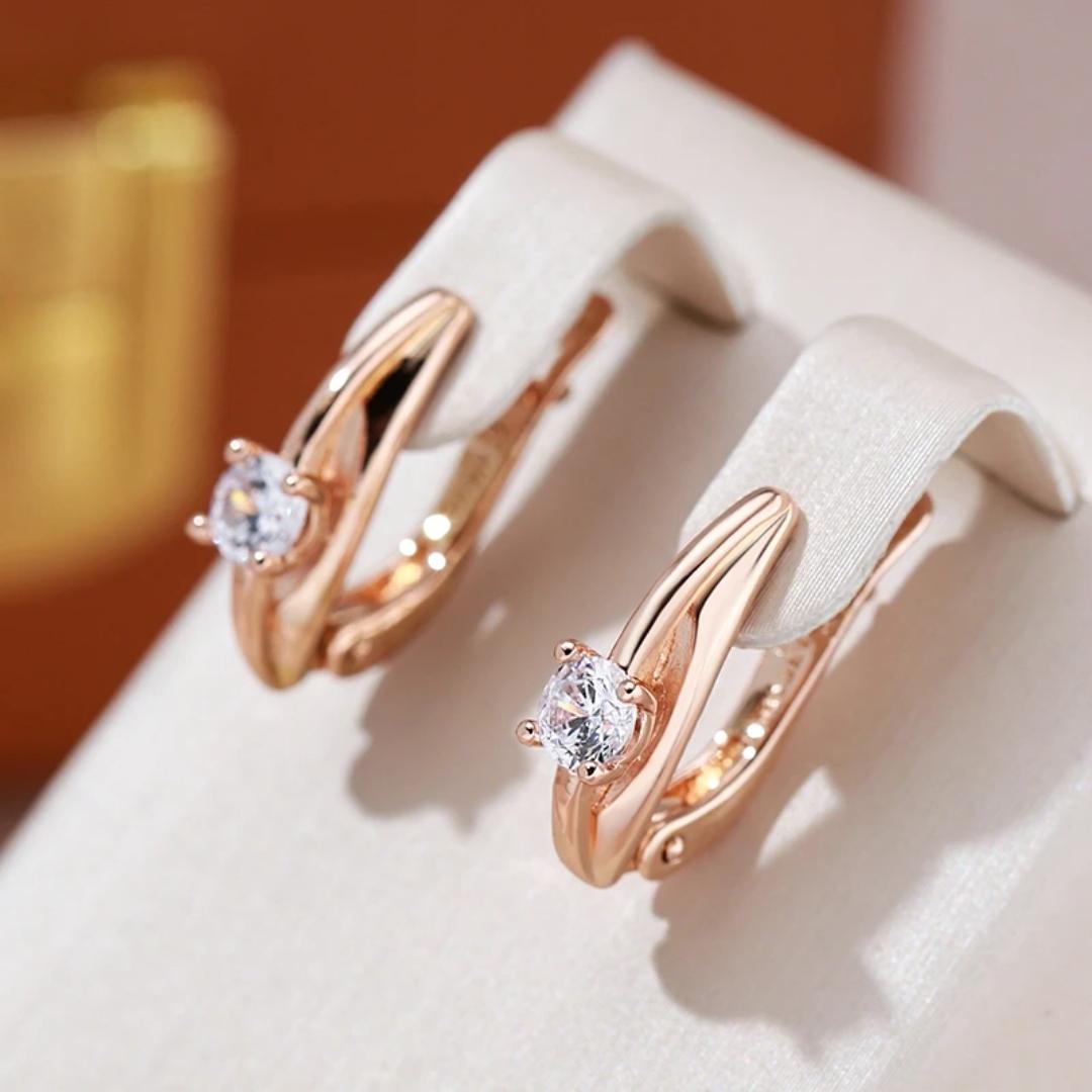 Éblouissantes Boucles d'Oreilles en Or avec Zirconiums Précieux