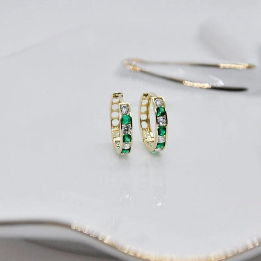 Éblouissantes Boucles d'Oreilles en Cristal Vert et Or