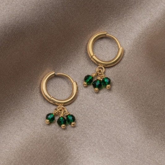 Éblouissantes Boucles d'Oreilles en Cristal Émeraude