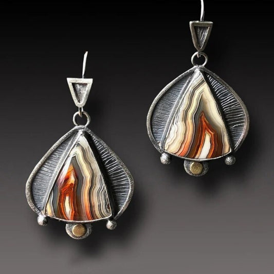 Éblouissantes Boucles d'Oreilles Vintage en Design Œil du Désert