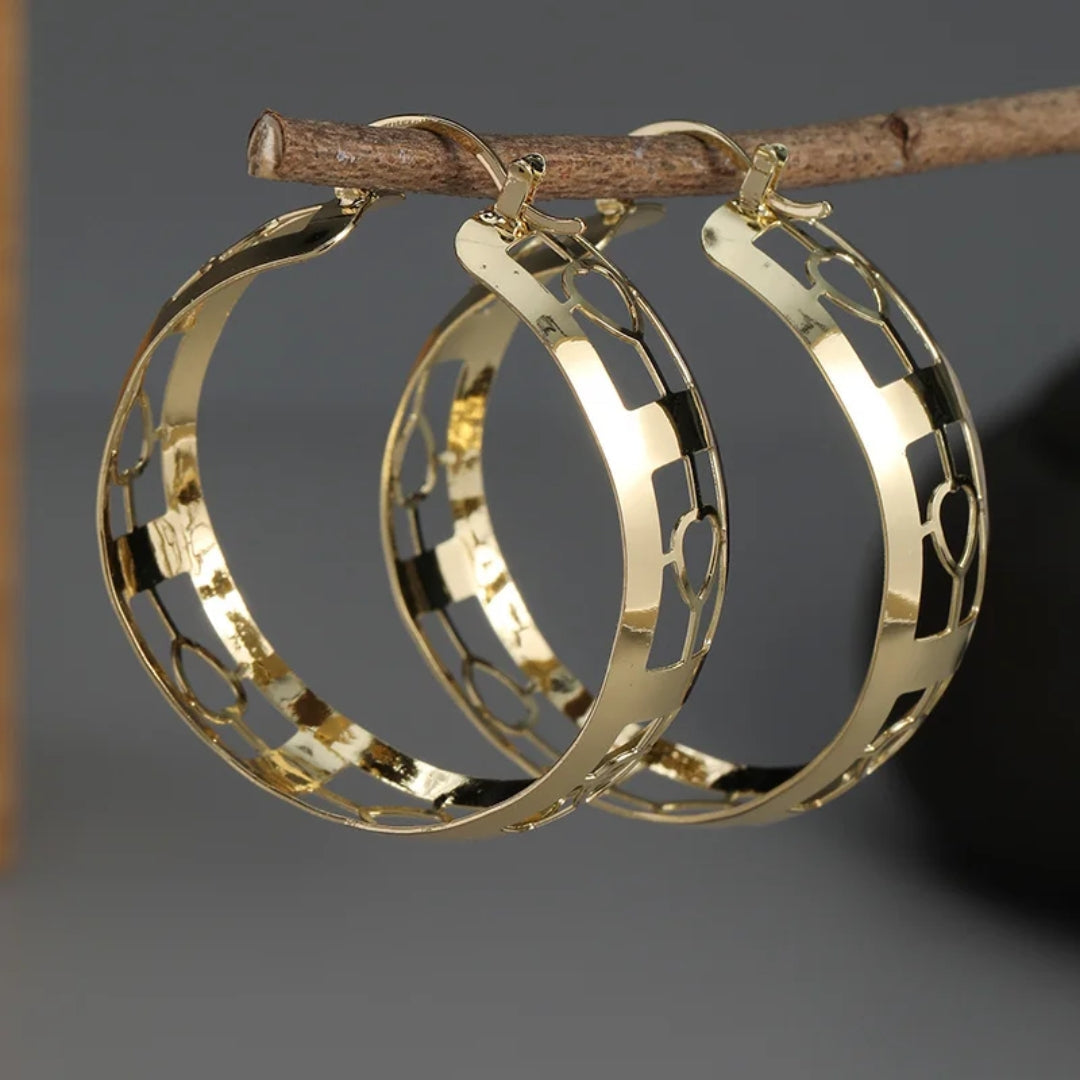 Boucles d'oreilles vintage ajourées en or et argent délicat