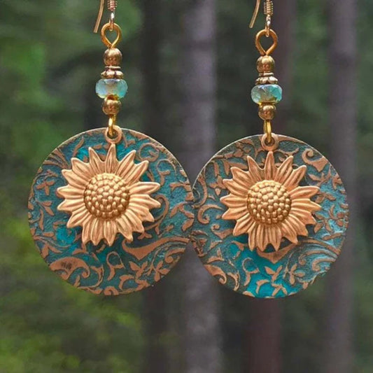 Boucles d'oreilles vintage en forme de tournesol éblouissantes