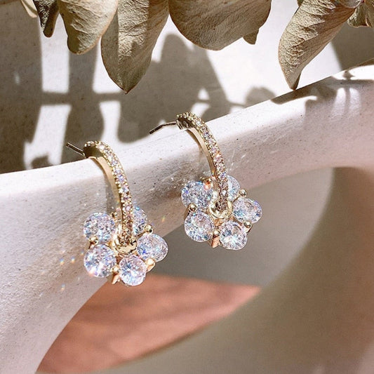 Boucles d'Oreilles en Or Éblouissant avec Zirconium de Luxe