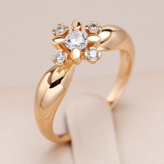 Bague Chic en Plaqué Or Éblouissante avec Zirconias scintillants