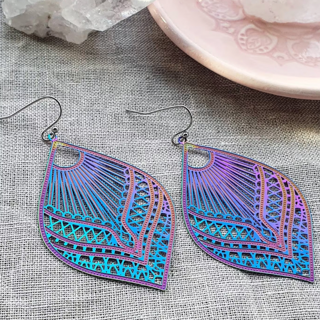 Boucles d'oreilles Mandala en Violet Éclatant