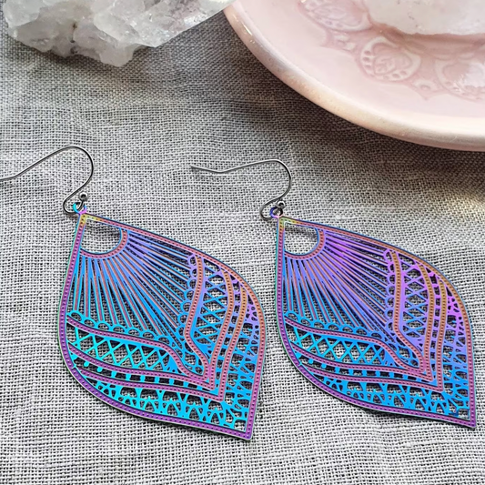 Boucles d'oreilles Mandala en Violet Éclatant