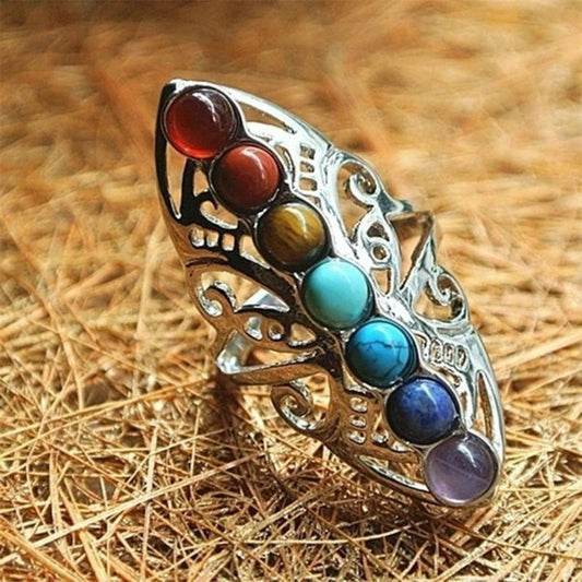 Bague Boho Ajustable en Argent Ornées de Pierres Naturelles Éblouissantes