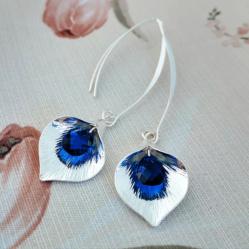 Éblouissantes Boucles d'Oreilles en Argent ornées de Pierres Bleues