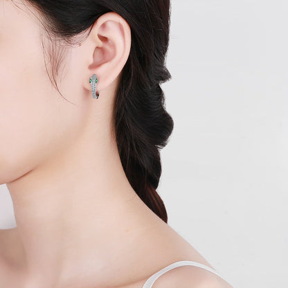 Éblouissantes boucles d'oreilles serpent en argent sterling 925