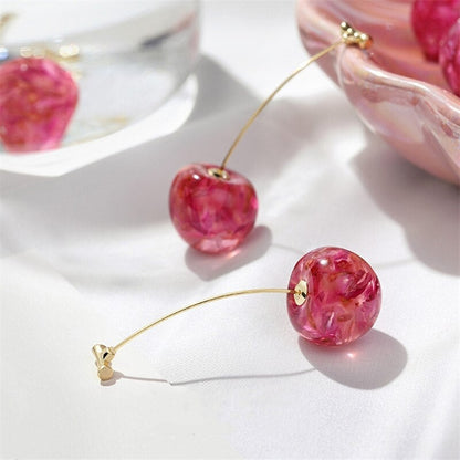 Boucles d'Oreilles Élégantes Cerise Rose avec Finition Luxe
