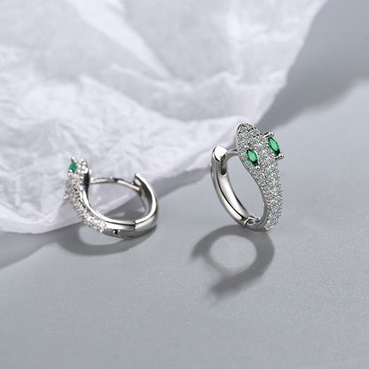 Éblouissantes boucles d'oreilles serpent en argent sterling 925