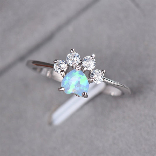 Éblouissante Bague en Opale et Zircon