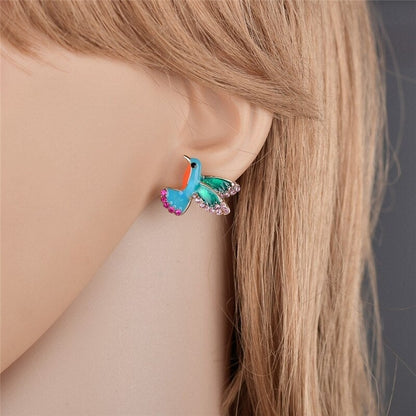 Éblouissantes Boucles d'Oreilles Colibri en Cristal