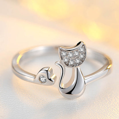 Élégante Bague en Cristal en Imprimé de Chat