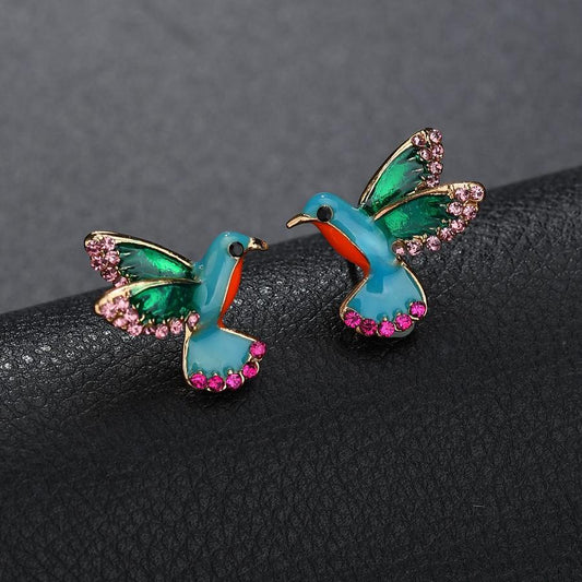 Éblouissantes Boucles d'Oreilles Colibri en Cristal