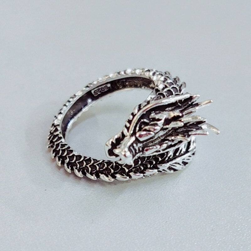 Bague Ajustable en Argent 925 Style Dragon